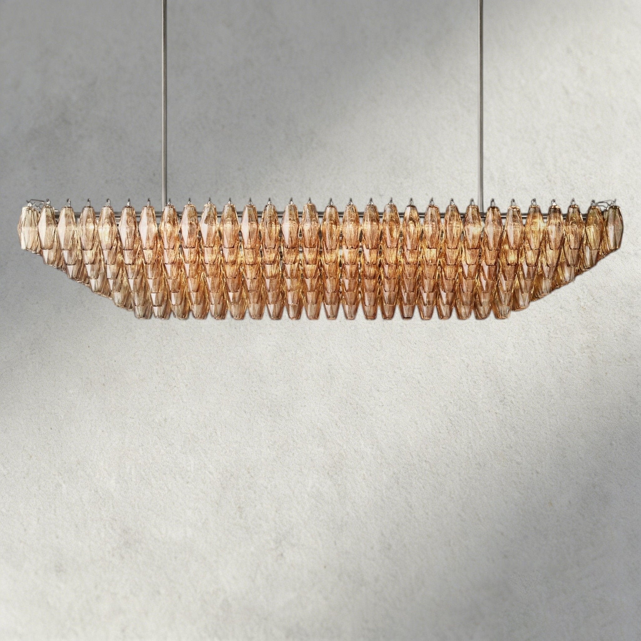 CIHELA CLEAR/ SMOKE GLASS TIERED RECTANGULAR CHANDELIER 54", 74" - fovolighting