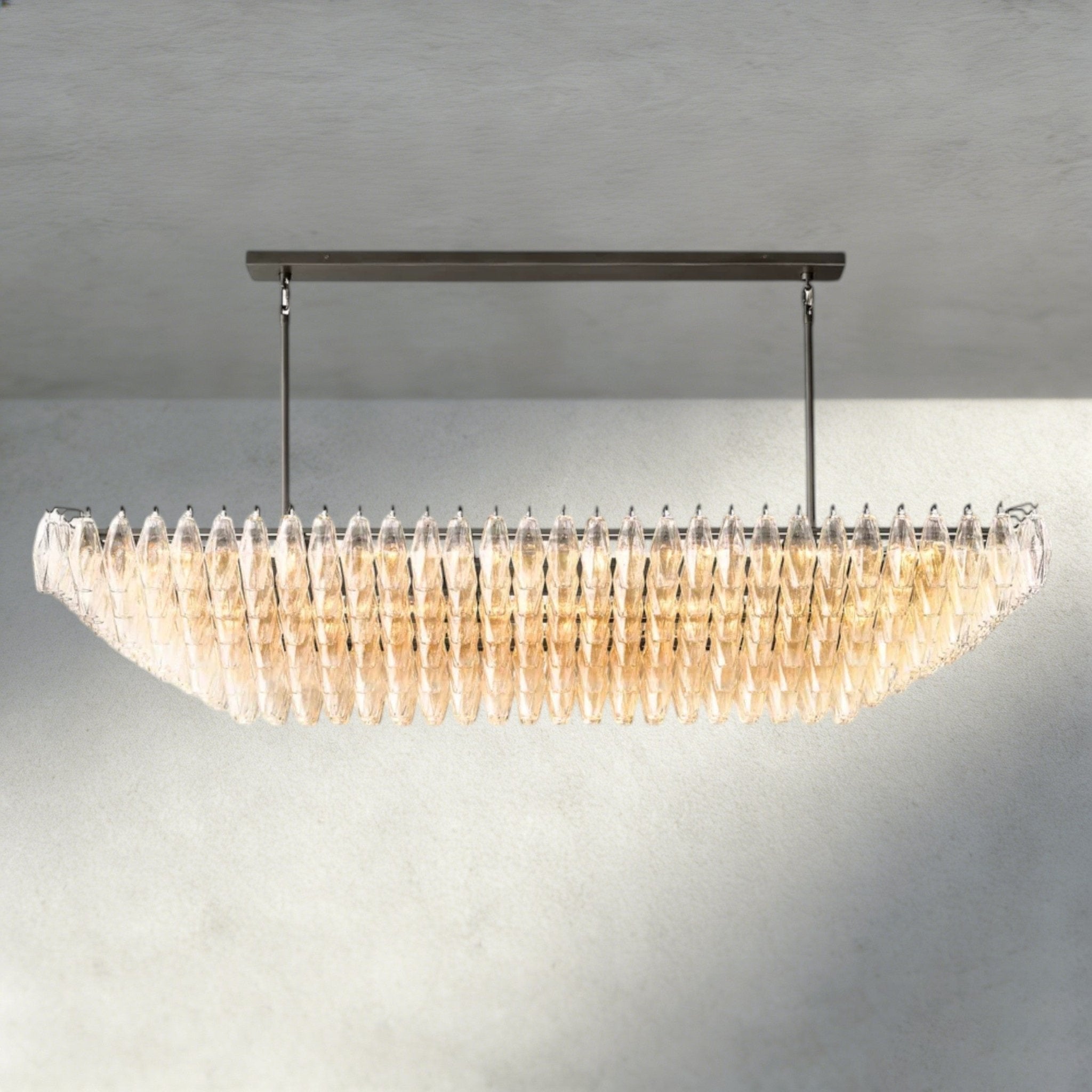 CIHELA CLEAR/ SMOKE GLASS TIERED RECTANGULAR CHANDELIER 54", 74" - fovolighting