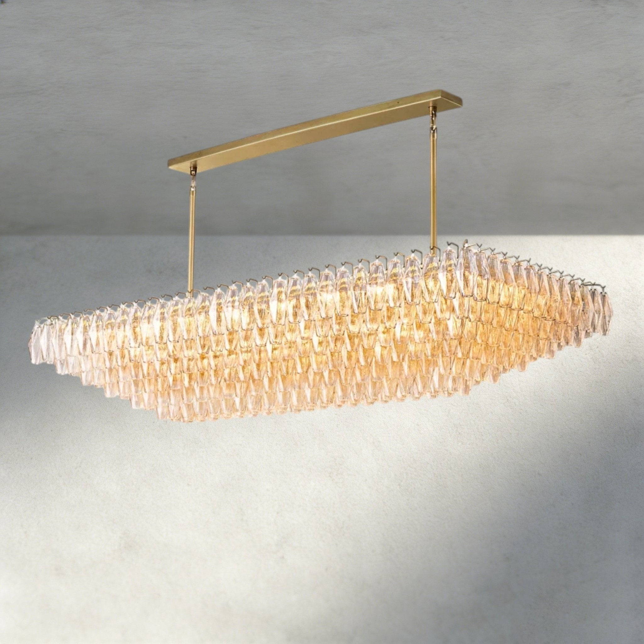 CIHELA CLEAR/ SMOKE GLASS TIERED RECTANGULAR CHANDELIER 54", 74" - fovolighting