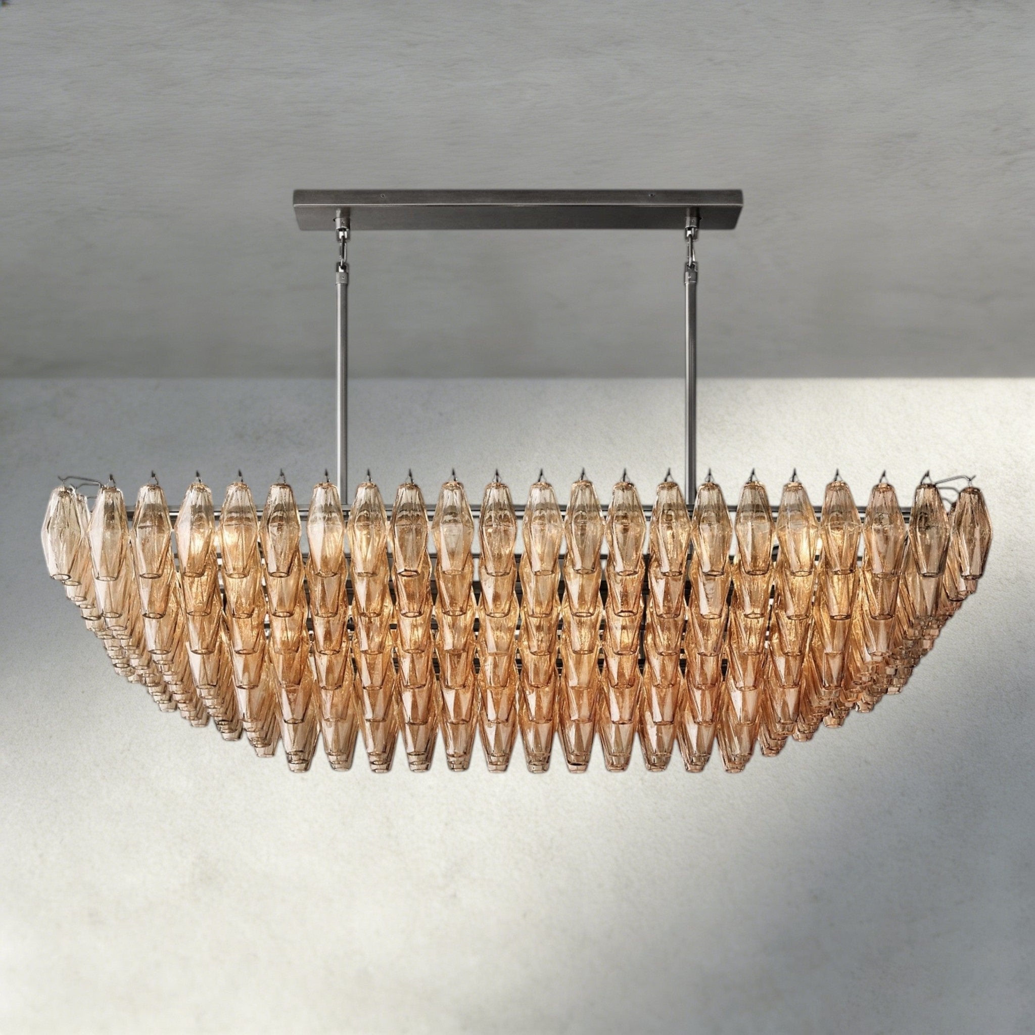 CIHELA CLEAR/ SMOKE GLASS TIERED RECTANGULAR CHANDELIER 54", 74" - fovolighting