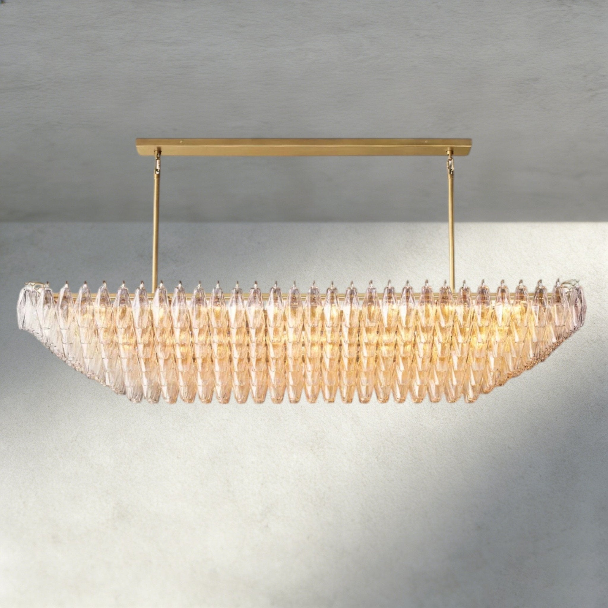 CIHELA CLEAR/ SMOKE GLASS TIERED RECTANGULAR CHANDELIER 54", 74" - fovolighting