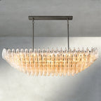 CIHELA CLEAR/ SMOKE GLASS TIERED RECTANGULAR CHANDELIER 54", 74" - fovolighting