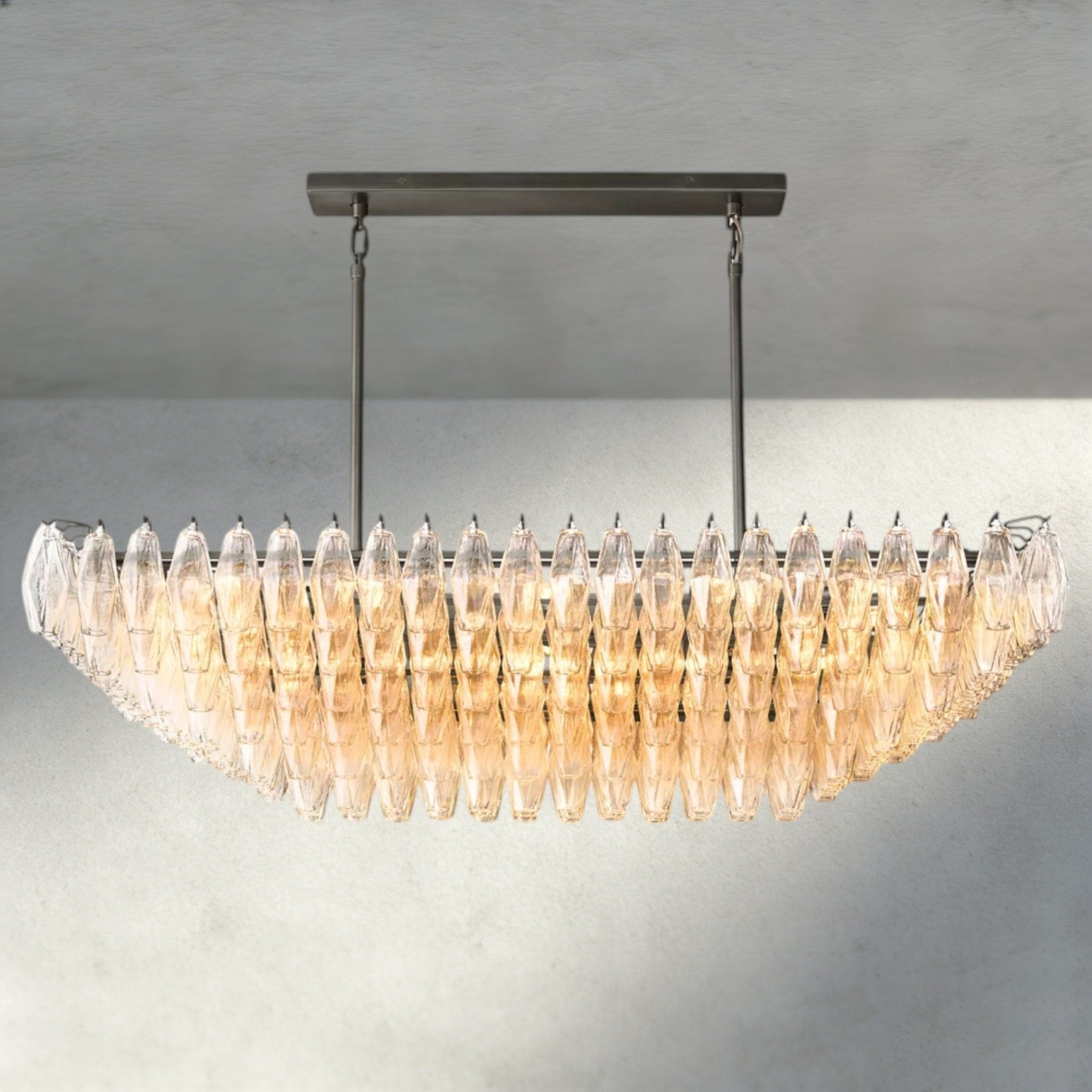 CIHELA CLEAR/ SMOKE GLASS TIERED RECTANGULAR CHANDELIER 54", 74" - fovolighting