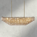 CIHELA CLEAR/ SMOKE GLASS TIERED RECTANGULAR CHANDELIER 54", 74" - fovolighting
