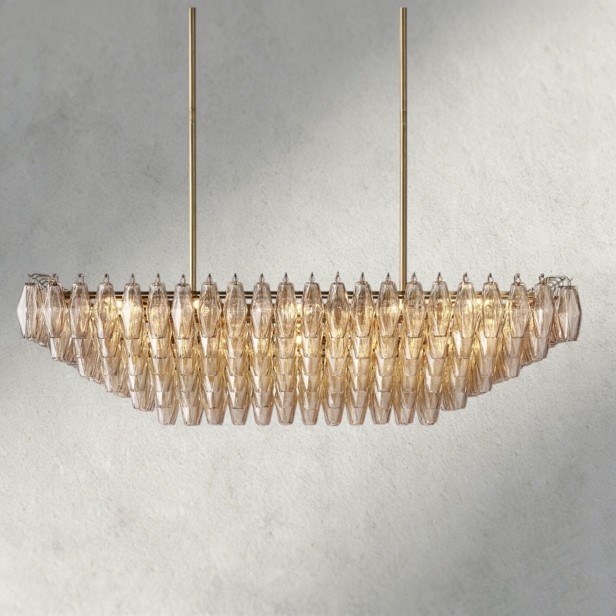 CIHELA CLEAR/ SMOKE GLASS TIERED RECTANGULAR CHANDELIER 54", 74" - fovolighting