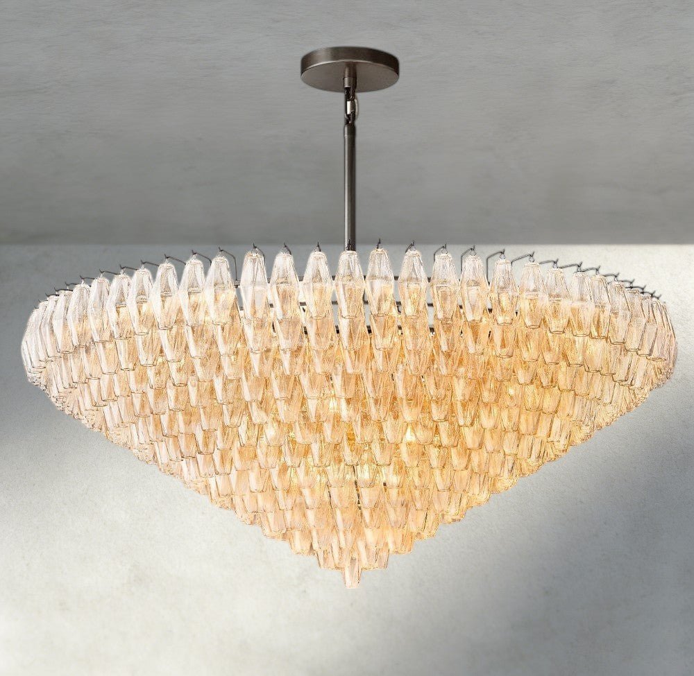 CIHELA CLEAR/ SMOKE GLASS TIERED ROUND CHANDELIER 37", 47", 62" - fovolighting