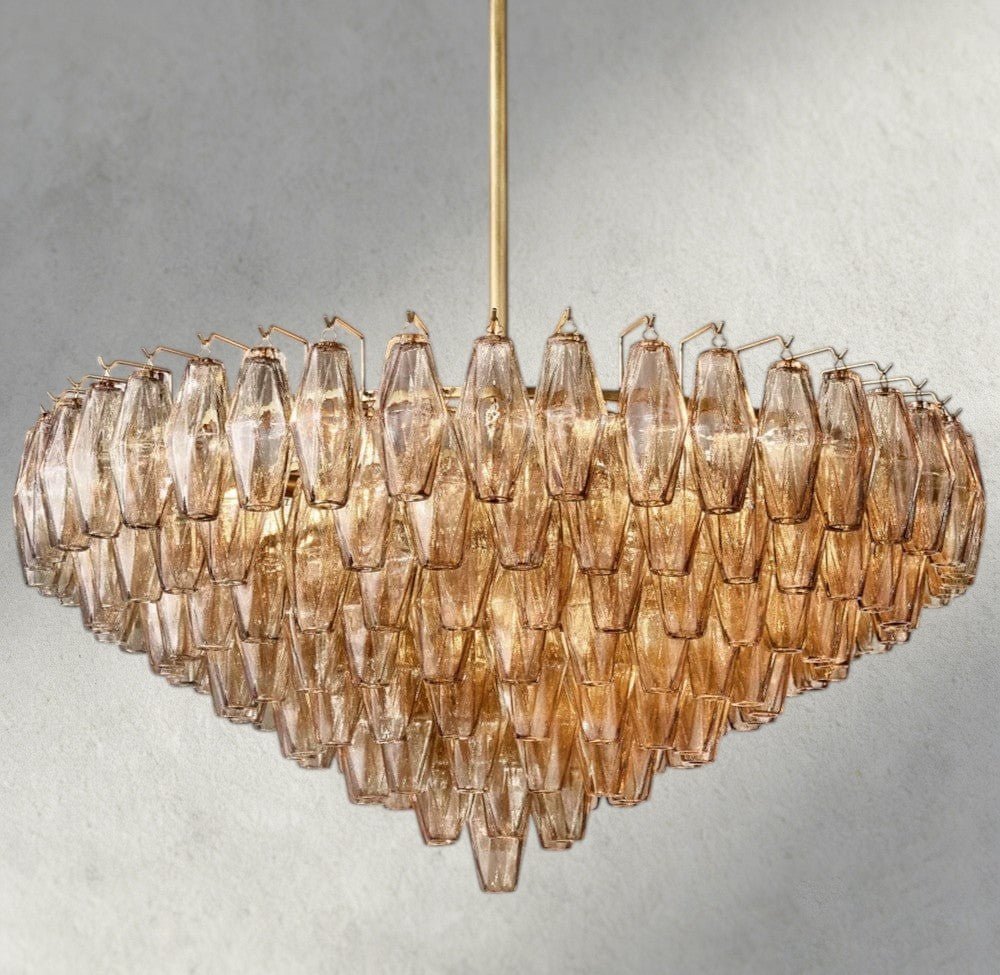 CIHELA CLEAR/ SMOKE GLASS TIERED ROUND CHANDELIER 37", 47", 62" - fovolighting