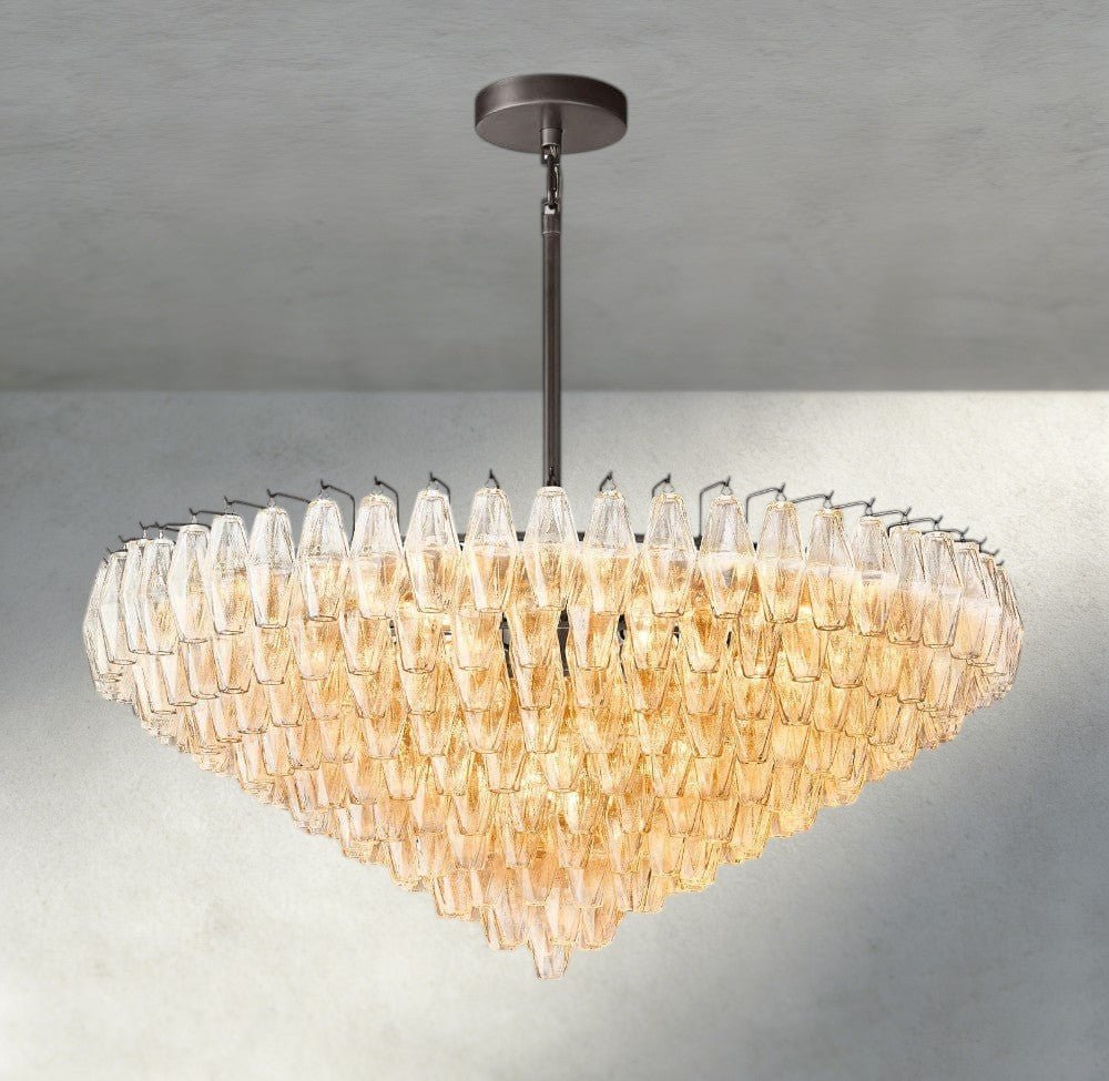 CIHELA CLEAR/ SMOKE GLASS TIERED ROUND CHANDELIER 37", 47", 62" - fovolighting