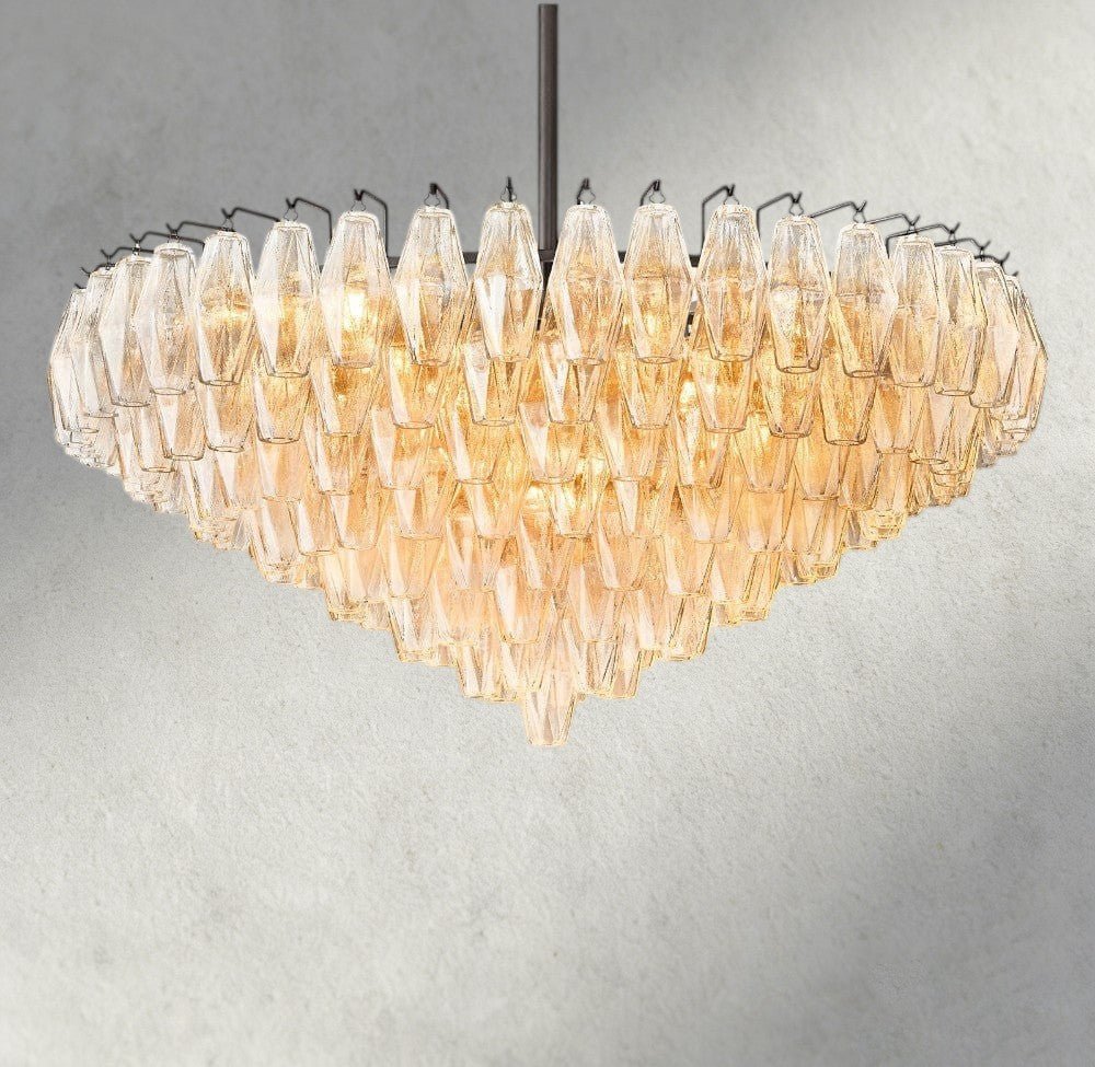 CIHELA CLEAR/ SMOKE GLASS TIERED ROUND CHANDELIER 37", 47", 62" - fovolighting