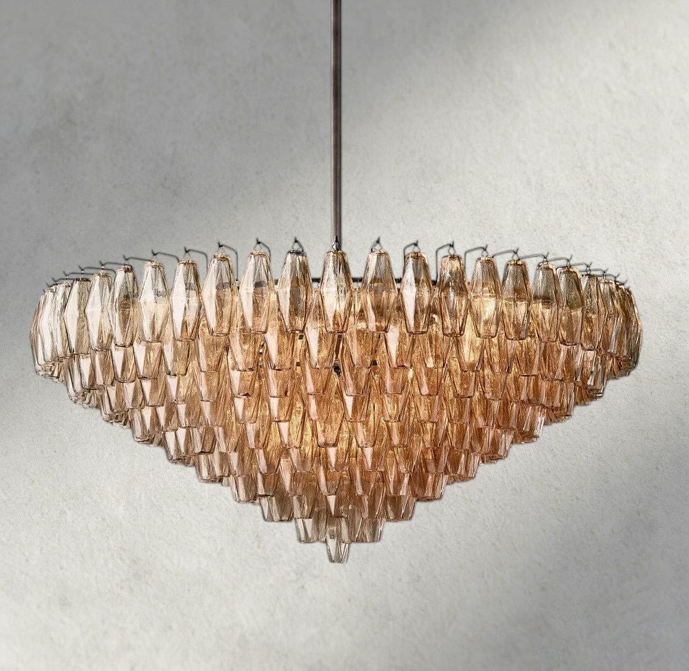 CIHELA CLEAR/ SMOKE GLASS TIERED ROUND CHANDELIER 37", 47", 62" - fovolighting