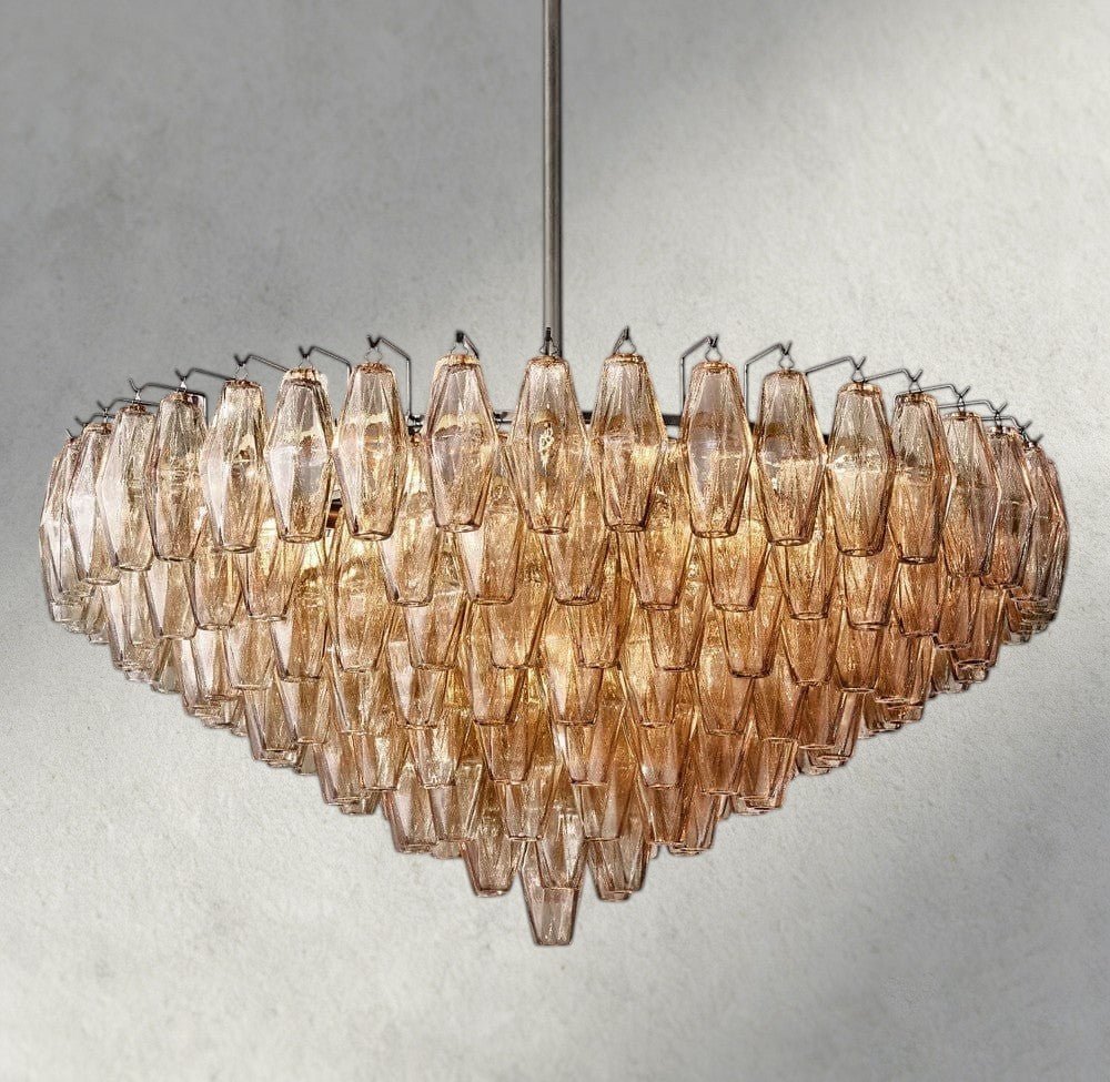 CIHELA CLEAR/ SMOKE GLASS TIERED ROUND CHANDELIER 37", 47", 62" - fovolighting