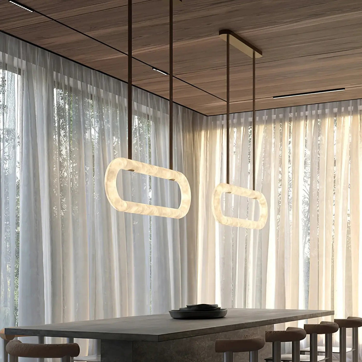 Circle Alabaster Chandelier - fovolighting
