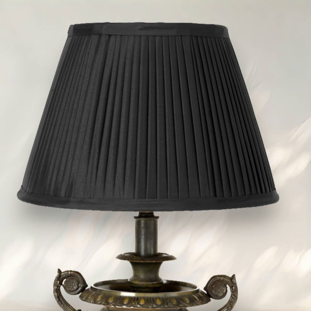 Classic Table Lamp with Black Pleated Shade and Marble Base - fovolighting