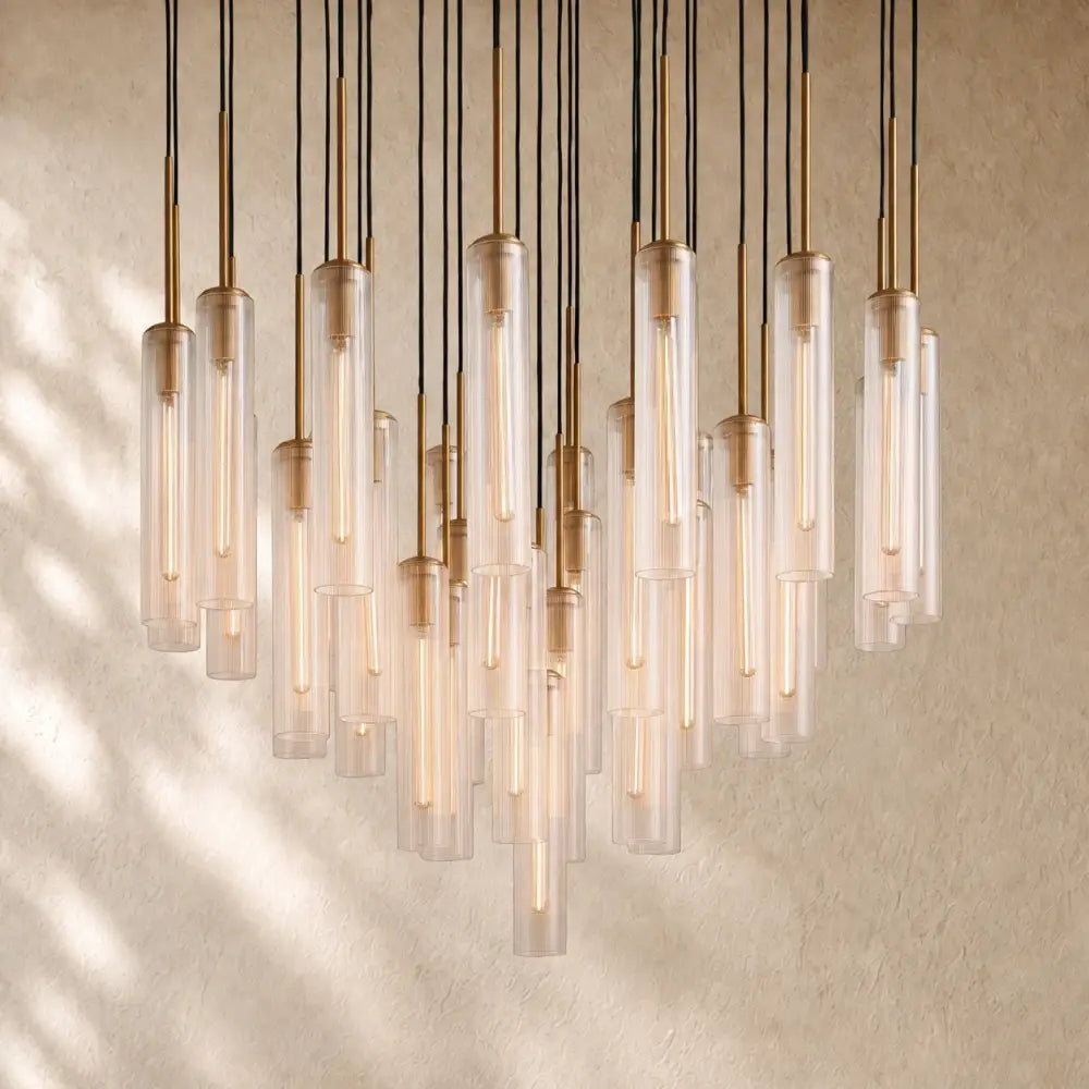 Collane Round Chandelier - 48’’ / Fluted Glass