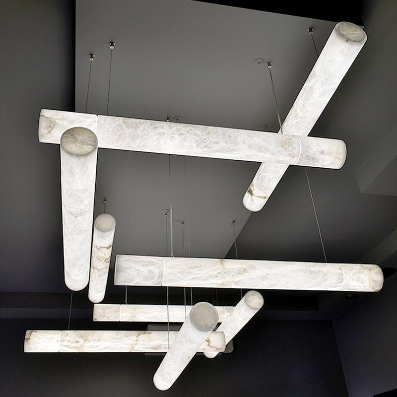 Cylindrical Alabaste Linear Chandelier - fovolighting