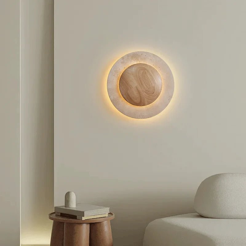 Dario Travertine & Oak Wall Sconce - fovolighting