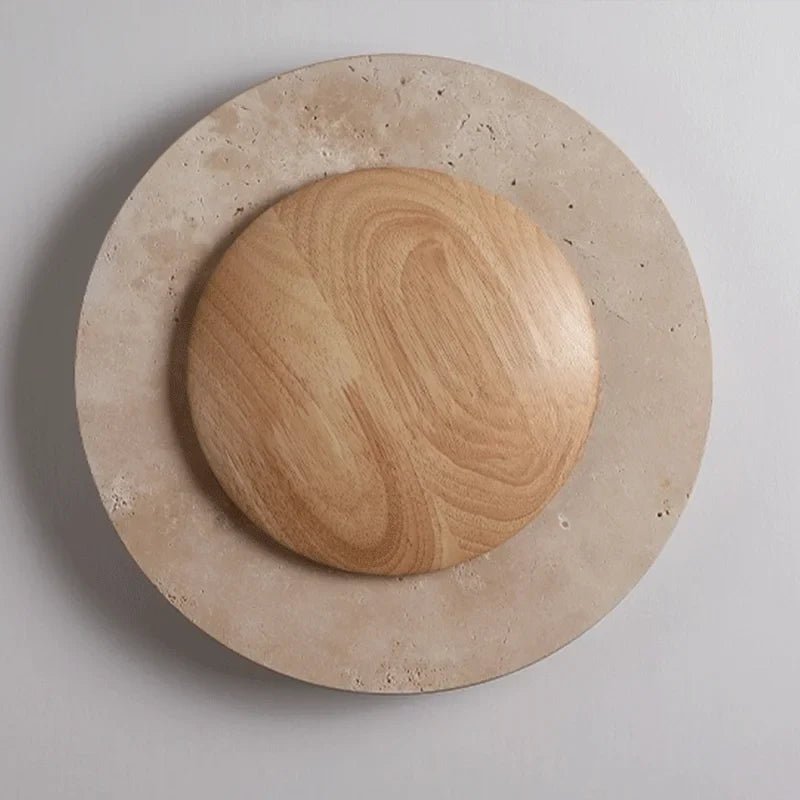 Dario Travertine & Oak Wall Sconce - fovolighting