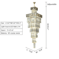 Decorative Large Vertical Crystal Staircase Chandelier Foyer Ceiling Light Fixture Lamp In Gray/ Amber Brim - fovolighting