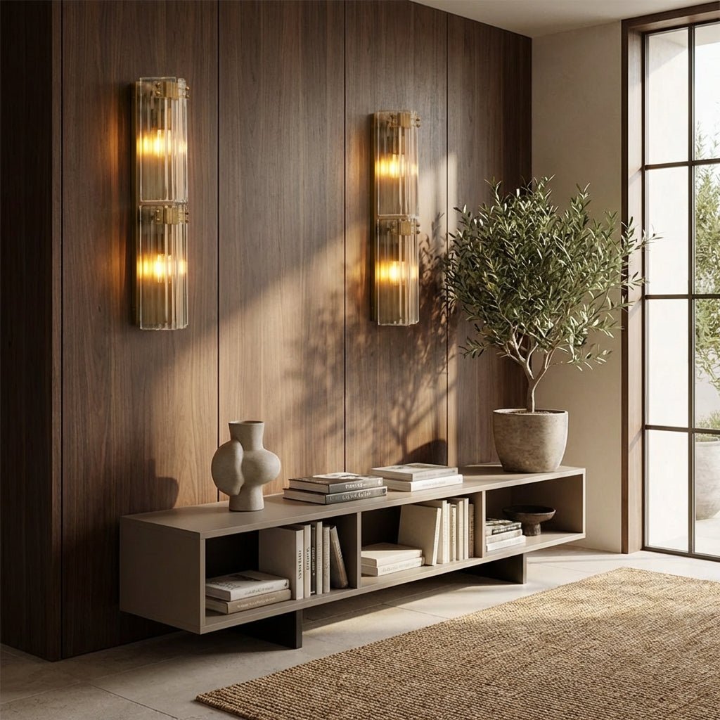 Delsia Fluted Glass Wall Sconce - fovolighting