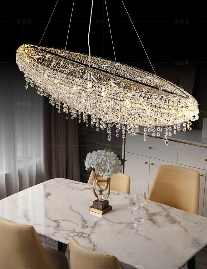 Designer Creative Light Luxury Boat - shaped Crystal Chandelier for Bedroom/ Living Room/ Bar /Dining Room - fovolighting