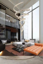 Designer Foyer Living Room Ceiling Light Fixture Stylish Spiral Crystal Chandelier For Hotel Entrance - fovolighting