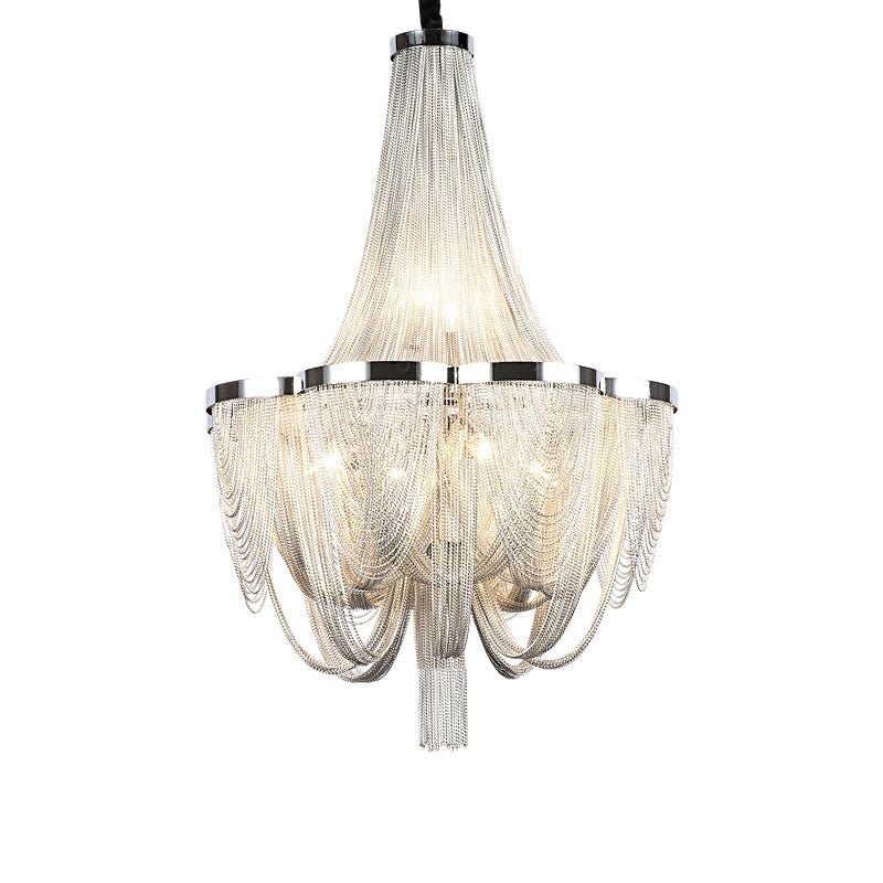 Designer Models Oversized Aluminium Long Tassel Pendant Chendelier for Large Living Room/Staircase/Villa - fovolighting
