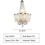 Designer Models Oversized Aluminium Long Tassel Pendant Chendelier for Large Living Room/Staircase/Villa - fovolighting