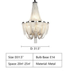 Designer Models Oversized Aluminium Long Tassel Pendant Chendelier for Large Living Room/Staircase/Villa - fovolighting