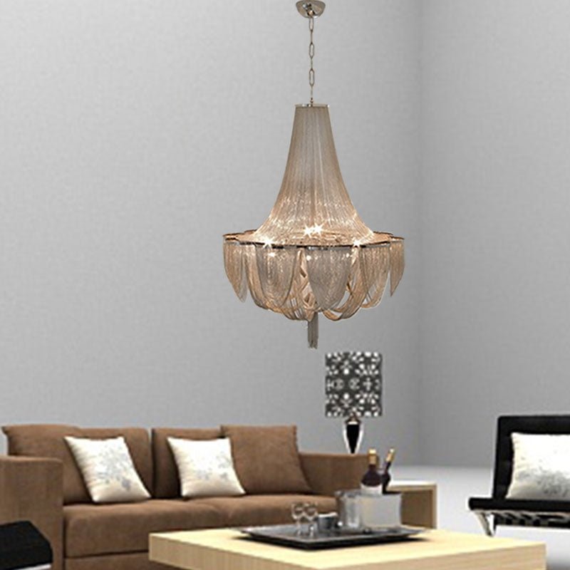 Designer Models Oversized Aluminium Long Tassel Pendant Chendelier for Large Living Room/Staircase/Villa - fovolighting