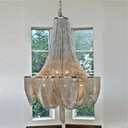 Designer Models Oversized Aluminium Long Tassel Pendant Chendelier for Large Living Room/Staircase/Villa - fovolighting
