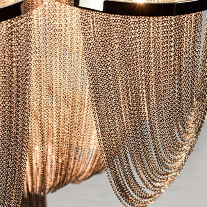 Designer Models Oversized Aluminium Long Tassel Pendant Chendelier for Large Living Room/Staircase/Villa - fovolighting
