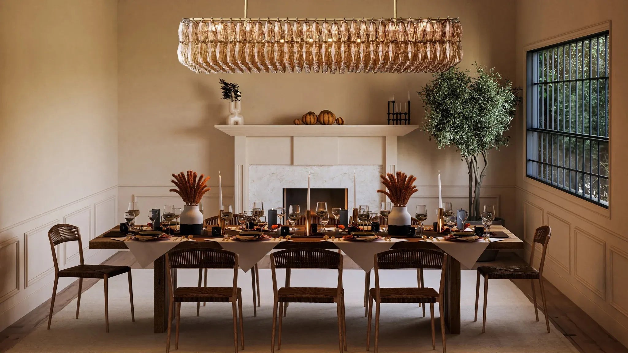 Dhiara Smoke Glass Rectangular Chandelier - fovolighting