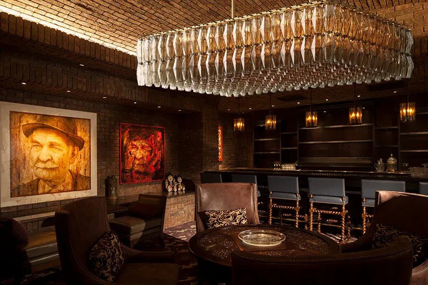 Dhiara Smoke Glass Rectangular Chandelier - fovolighting