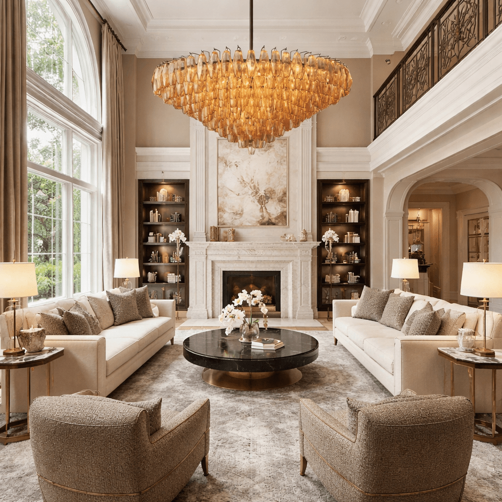 Dhiara Smoke Glass Tiered Round Chandelier - fovolighting