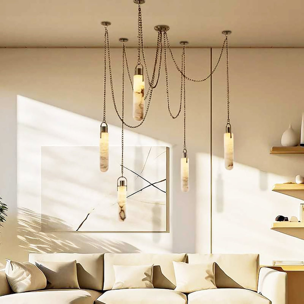 Dome Chain Alabaster Chandelier - fovolighting