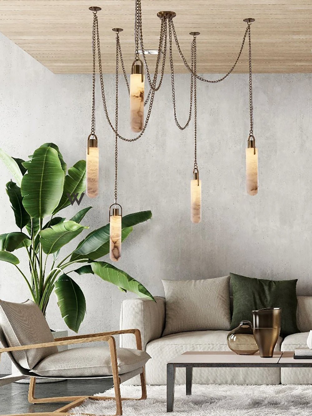 Dome Chain Alabaster Chandelier - fovolighting