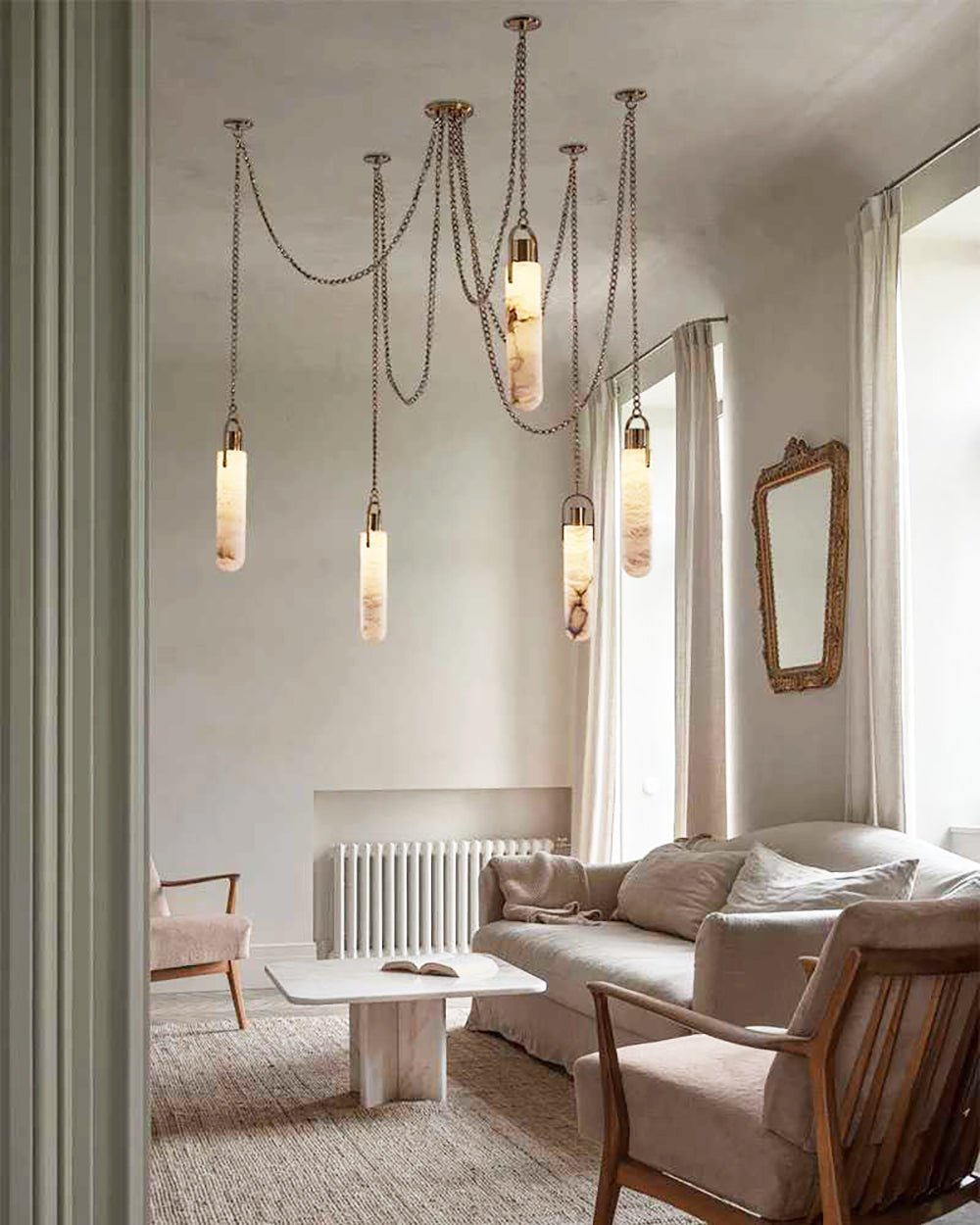 Dome Chain Alabaster Chandelier - fovolighting