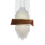 Duplex Living Room Crystal Pendant Chandelier Luxury Hotel Entryway Ceiling Light Fixture In Gold Finish - fovolighting