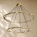 Ecletant Two-Tier Round Chandelier - Lacquered Burnished Brass / 48’’