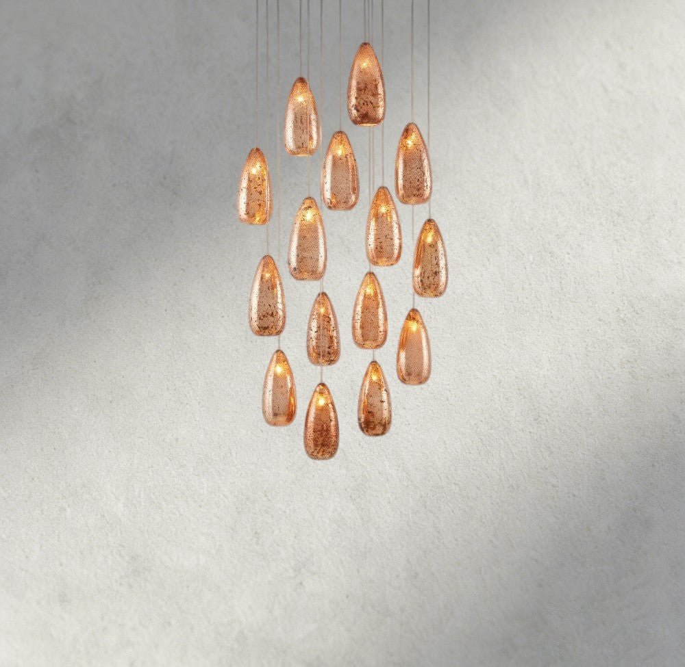 Edda Round Glass Chandelier 23", 35" - fovolighting
