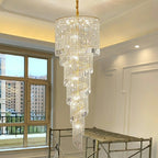 Elegant Foyer Hall Chandelier Long Crystal Ceiling Light Fixture For Living Room Entryway Staircase - fovolighting