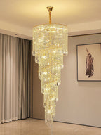 Elegant Foyer Hall Chandelier Long Crystal Ceiling Light Fixture For Living Room Entryway Staircase - fovolighting