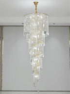 Elegant Foyer Hall Chandelier Long Crystal Ceiling Light Fixture For Living Room Entryway Staircase - fovolighting