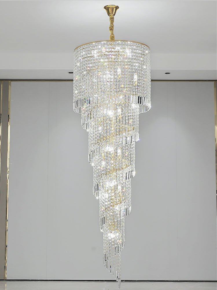 Elegant Foyer Hall Chandelier Long Crystal Ceiling Light Fixture For Living Room Entryway Staircase - fovolighting