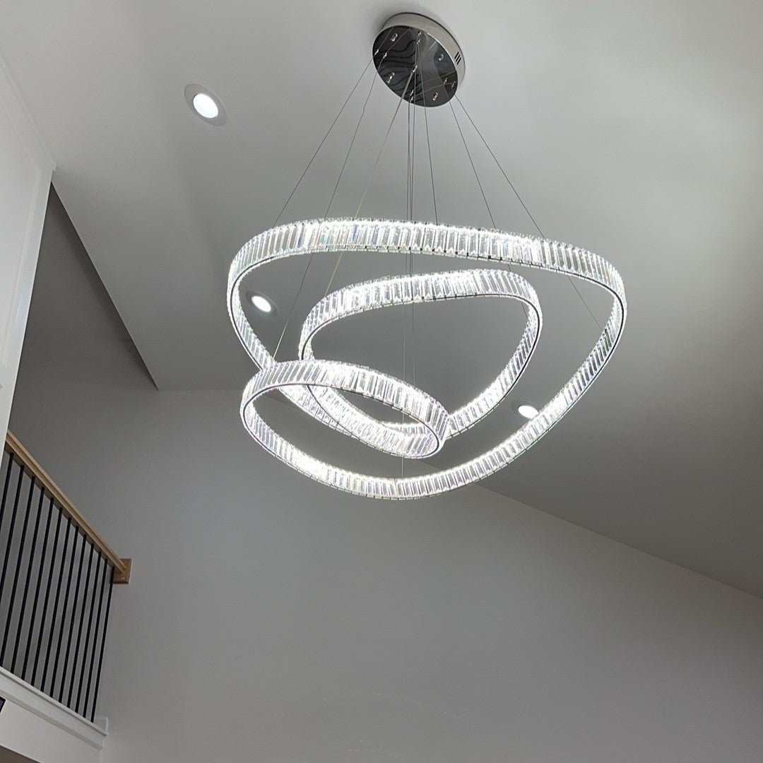 Elegant Restaurant Rings Crystal Chandelier Foyer Living Room Ceiling Pendant Light Fixture - fovolighting