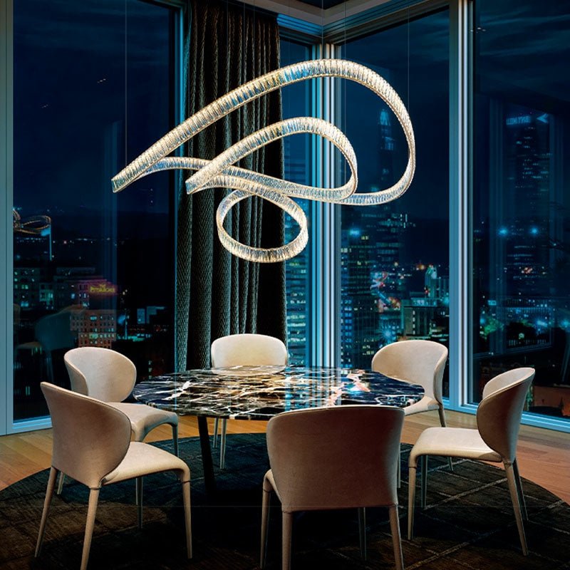 Elegant Restaurant Rings Crystal Chandelier Foyer Living Room Ceiling Pendant Light Fixture - fovolighting