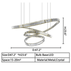 Elegant Restaurant Rings Crystal Chandelier Foyer Living Room Ceiling Pendant Light Fixture - fovolighting