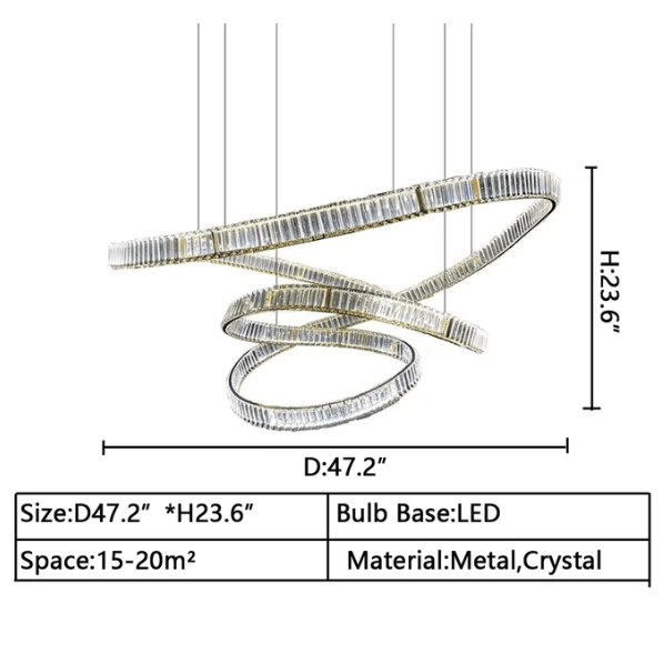 Elegant Restaurant Rings Crystal Chandelier Foyer Living Room Ceiling Pendant Light Fixture - fovolighting