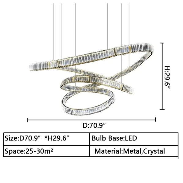 Elegant Restaurant Rings Crystal Chandelier Foyer Living Room Ceiling Pendant Light Fixture - fovolighting