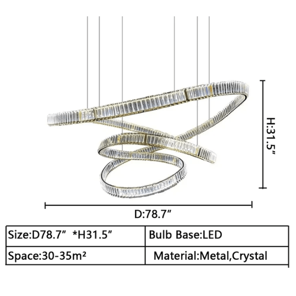 Elegant Restaurant Rings Crystal Chandelier Foyer Living Room Ceiling Pendant Light Fixture - fovolighting